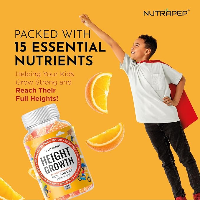 Teens Height Growth Supplement Gummies - Kids Grow Taller Natural Height Increaser Multivitamin - with Calcium Vitamin D3 K2 Zinc L-Arginine L-Glutamine L-Ornithine for Boys Girls