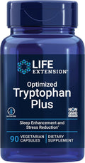 Life Extension Optimized Tryptophan Plus 1000mg - L-Tryptophan Supplement with Niacin and L-Lysine for Healthy Sleep &amp Stress Response – Gluten-Free Non-GMO Vegetarian - 90 Capsules