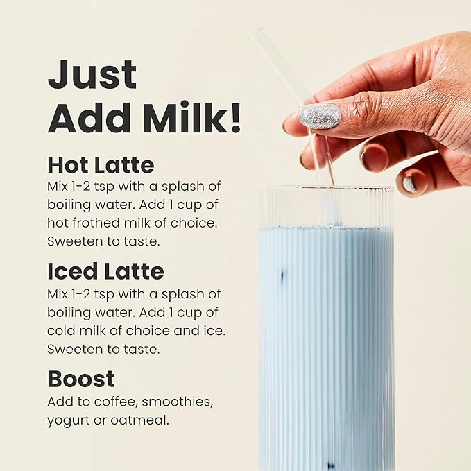Blume Superfoods Latte - Blue Lavender Powder with Blue Spirulina and Coconut Milk Caffeine Free Low-Sugar Organic Keto Friendly Vegan supports sleep and calmness Lavender Latte- 25 Servings