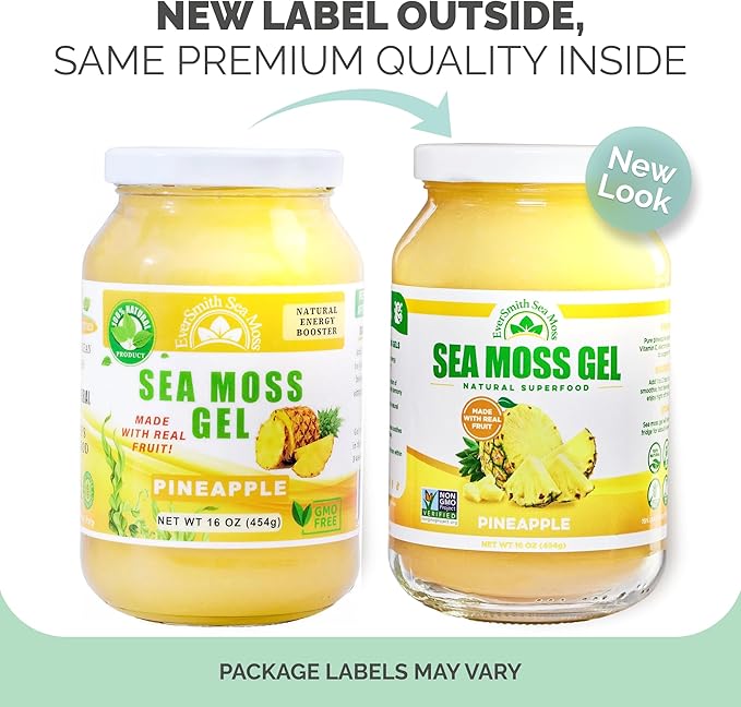 Wildcrafted Irish Sea Moss Gel | Made in USA | Rich in Vitamins &amp Minerals | Sea Moss Gel Raw | Nutritional Supplement | Pineapple (16 oz)