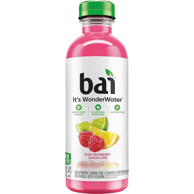Bai Antioxidant Infused Water Beverage Raspberry Lemon Lime with Vitamin C and No Artificial Sweeteners 18 Fluid Ounce Bottle 12 Pack