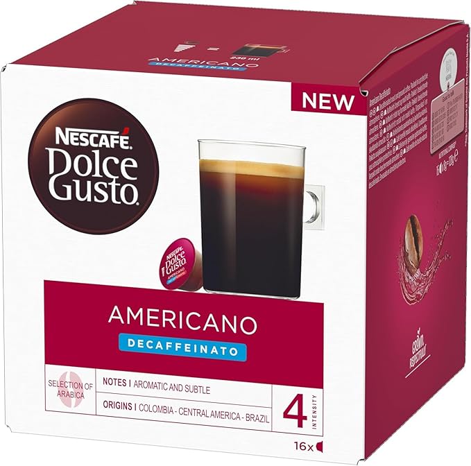 NESCAFÉ Dolce Gusto Americano Decaf Coffee Pods x16 (Pack of 1 Decaffeinated Coffee)