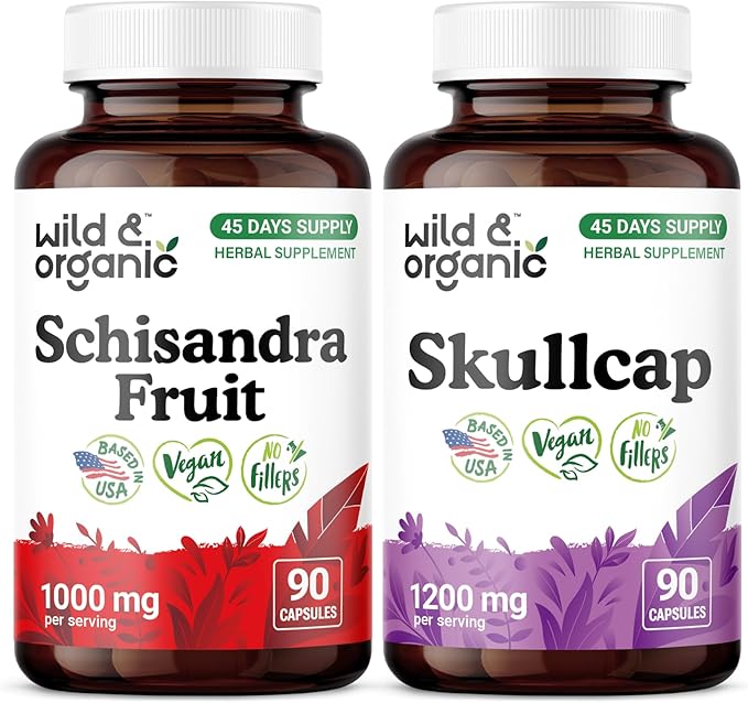 Wild &amp Organic Schisandra 90 Capsules &amp Skullcap 90 Capsules