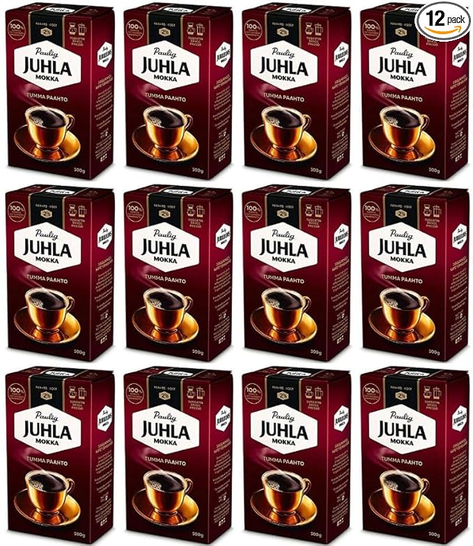 Paulig Juhla Mokka Dark Roast fine ground Coffee 12 Packs of 500g