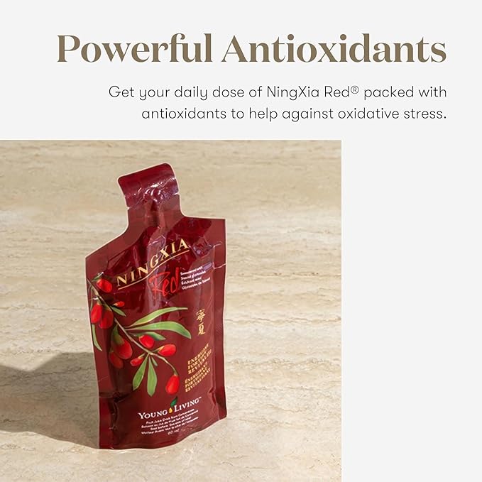 Young Living NingXia Red Antioxidant Drink | 2 fl oz | Superfruit with Wolfberry Blueberry Pomegranate Orange Lemon &amp Yuzu Essential Oils | 30 Pack