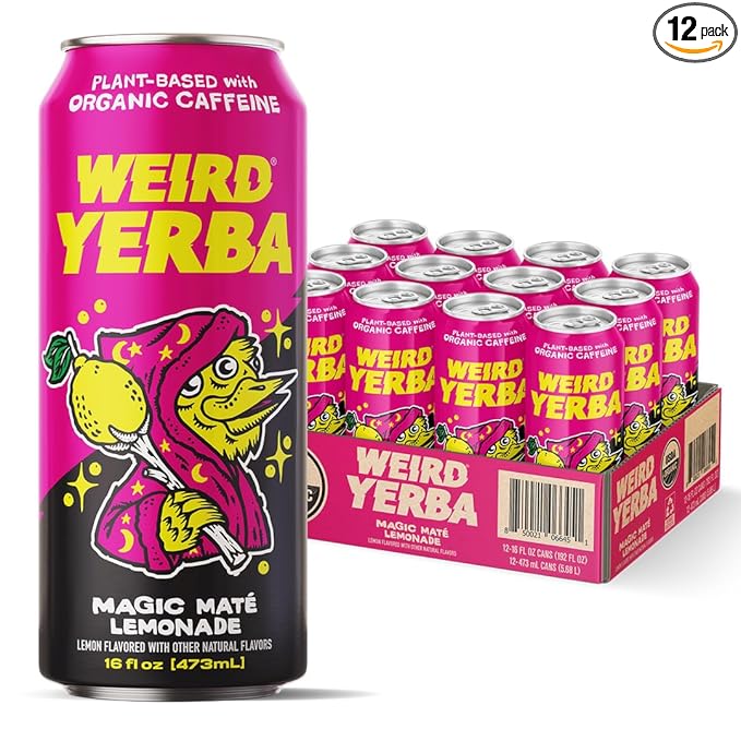 Drink Weird Organic Magic Mate Lemonade Yerba Mate – 16oz Cans 160mg Organic Caffeine (Pack of 12) A Refreshing Energy Drink Alternative