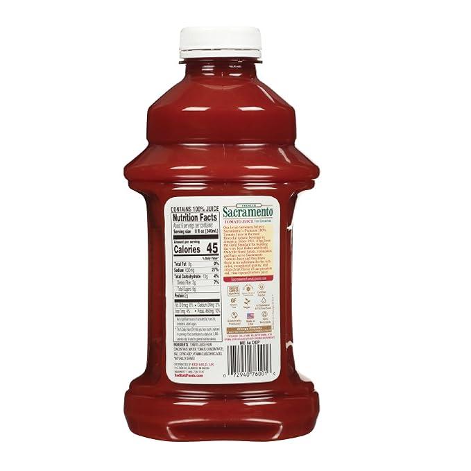 Sacramento Tomato Juice 46 oz Plastic Bottle (Pack of 2)