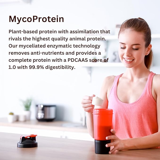 Mycoprotein Mushroom Protein Powder Vanilla - 19g of Vegan Protein Plant Based Superfood Master Blend of Chaga Reishi Turkey Tail Shiitake Lions Mane Coffee Smoothies (1.76 lb)