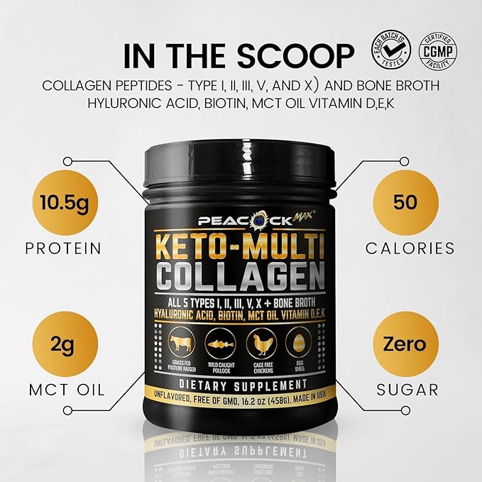 Keto Multi Collagen Protein Powder 16.2 oz &amp Superfood Reds &amp Greens Powder 11.64 oz Bundle Supports Gut Health Joints Skin Immunity Antioxidants Vegan &amp Non-GMO