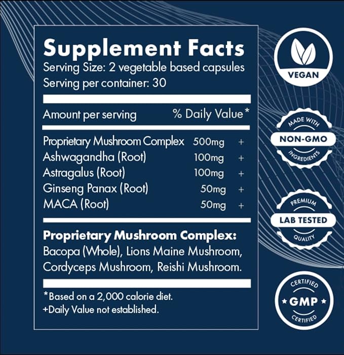 Adapt Adaptogen Supplement – Doctor-Formulated Blend to Improve Sleep and Memory | Natural Adaptogen Formula with Clinically Sourced Ingredients | Vegan Non-GMO | 30 Servings