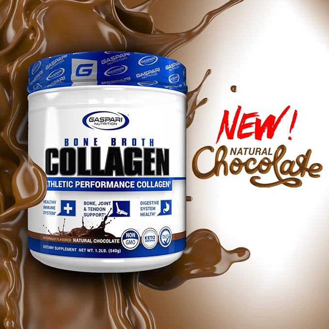 Gaspari Nutrition Bone Broth Athletic Performance Collagen 13g Protein Gluten Free Non-GMO Keto Certified Gut and Joint Health (30 Servings Natural Chocolate)