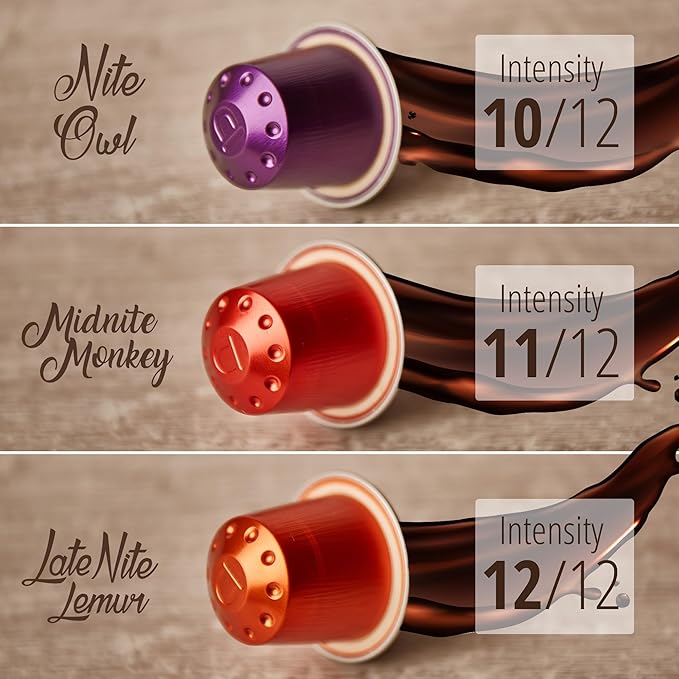 Nite Owl 20ct Compatible Coffee Capsules for Nespresso Original Machines I Bold Dark Ristretto Blend Espresso Pods I Intensity 10 I Fully Nespresso Compatible