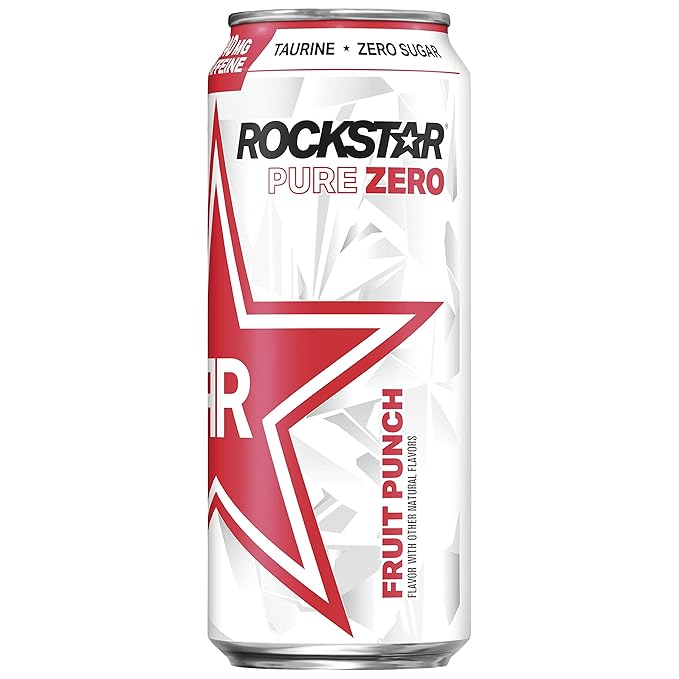 Rockstar Pure Zero Energy Drink 0 sugar 0 calories with Caffeine and Taurine 16oz (Packaging May Vary) Punched 384 Fl Oz (Pack of 24)