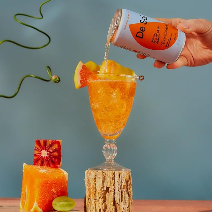 De Soi Spritz Italiano 12-Pack – Sparkling Non-Alcoholic Drink Mocktail &amp Alcohol Alternative with Adaptogens L-Theanine Lion’s Mane &amp Reishi Mushroom