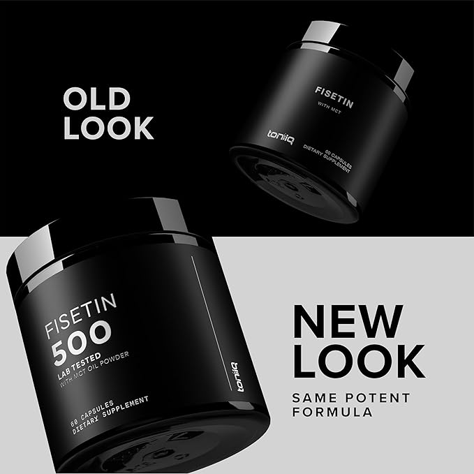 Toniiq Ultra High Purity Fisetin 500mg - 98%+ Higly Purified &amp Bioavailable Fisetin Supplement with MCT Oil for Absorption - Third-Party Tested Senolytic Supplements for Aging Support - 60 Capsule