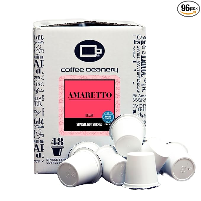 Amaretto Decaf Coffee Pods by Coffee Beanery | 96ct Bulk Medium Roast Arbica Coffee
