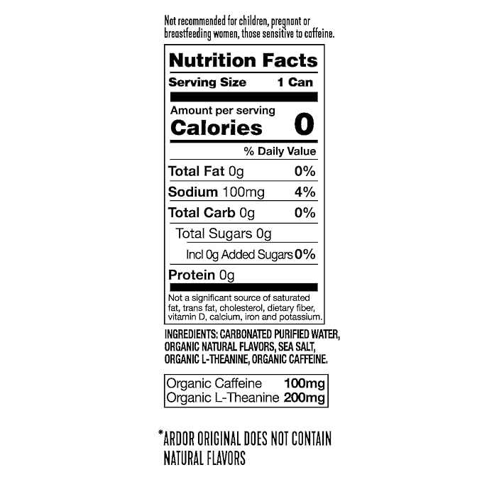 Ardor Organic Sparkling Water Variety Pack 12 oz can (12 pack) 6 flavor variety - Mexican Lime/Pink Grapefruit/White Peach/Blueberry Pom/Cucumber Mint/Original