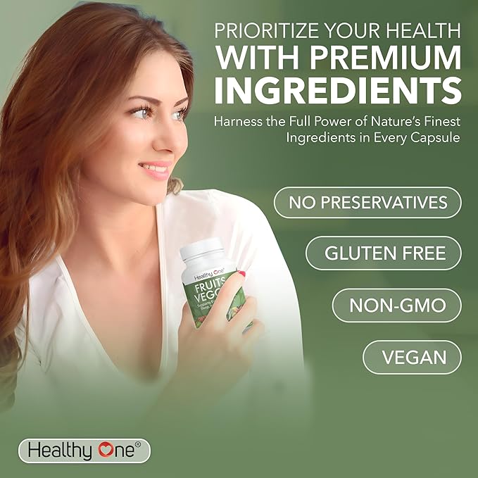 Fruits &amp Veggies Formula - 27 Premium Whole Foods - Organic Ingredients - Equals 3 Servings of Fruits &amp Vegetables - Improve Energy Focus &amp Immune Function - Fiber - Antioxidants - 150ct