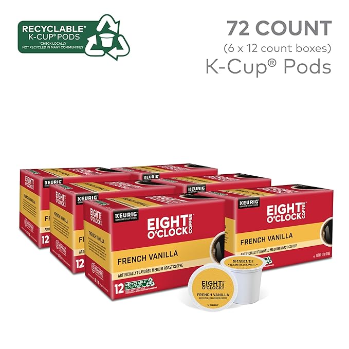Eight O'Clock Coffee French Vanilla Single-Serve Coffee K-Cup Pods Medium Roast 72 Count