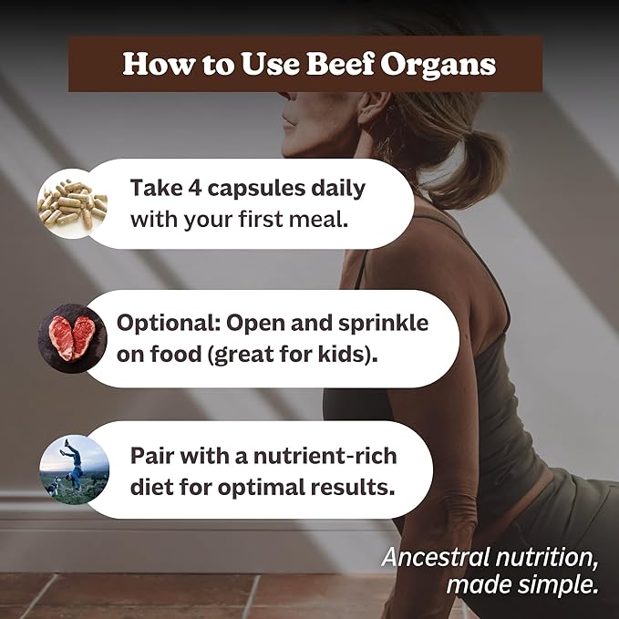 MK Supplements Grass Fed Beef Organ Supplement Supports Whole Body Wellness Nature Identical Blend of Liver Heart Spleen Kidneys Pancreas Freeze-Dried Non-GMO 45 Servings (3000 mg Each)