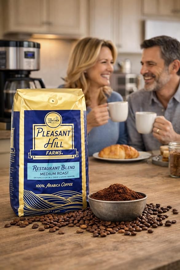 Pleasant Hill Farms Arabica Coffee Ground Full City Roast 100% Arabica Kosher Certified 5 lb Bag – Rich &amp Smooth Flavor