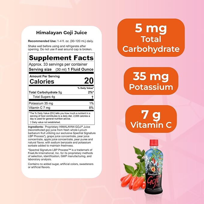 Youngevity Himalayan Goji Berry Juice – Premium Quality 100% Natural Goji Juice – Vitamin and Antioxidant Rich Superfruit Supplement – No Added Sugar Flavours Additives (1 Liter) (Pack of 1)