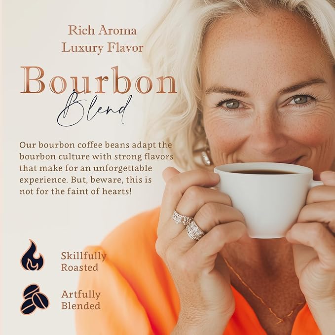 Bourbon Flavored Ground Coffee – Organic Medium Roast 100% Arabica – Single Origin Dominican Coffee – Smooth Bourbon Flavor Rich Aroma – Naturally Flavored – Coffea Flavor