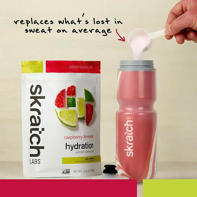 Skratch Labs Hydration Sports Drink Mix with Caffeine – Real‑Fruit Electrolyte Powder for Fast Hydration &amp Energy | Raspberry Limeade | 20 Servings | Vegan Non‑GMO Clean Ingredients