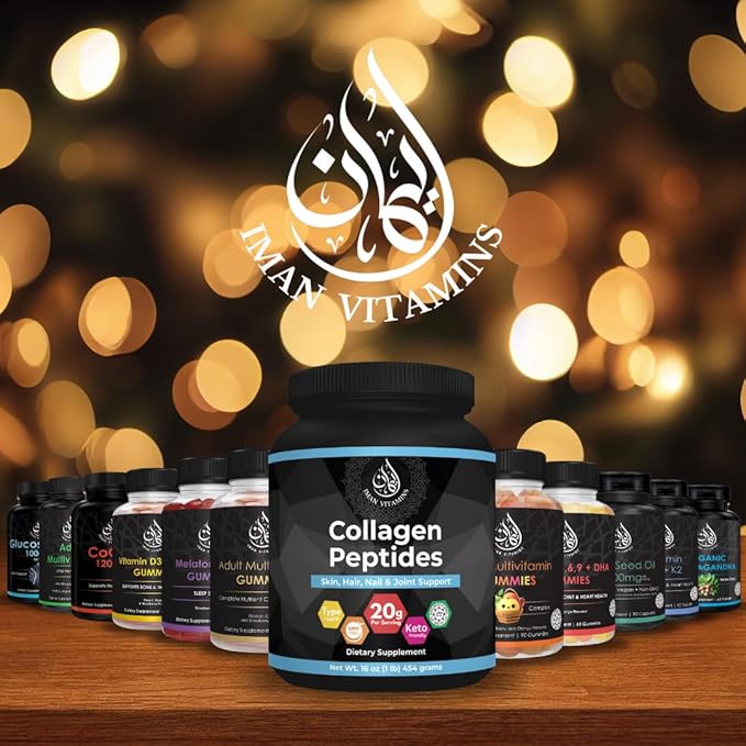 Halal Collagen Peptides Powder 1 lb Non-GMO Keto Friendly 18g Protein Skin Hair Nail and Joint Support 20 Grams of Collagen Per Serving 16oz
