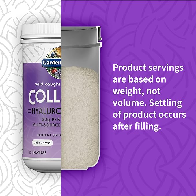 Garden of Life Marine&ampGrass-Fed Collagen Peptides Powder Supplement (Type IIII) with ProbioticsBCAAs&ampHyaluronic Acid for Radiant HairSkin-&ampNails – Unflavored20g per serving12 Servings