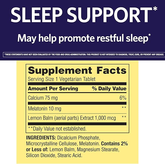 Extra Strength SPR -ing Valle Melatonin Tablets Dietary Supplement 10 mg 120 Count + Vitamin Guide Included and Sticker