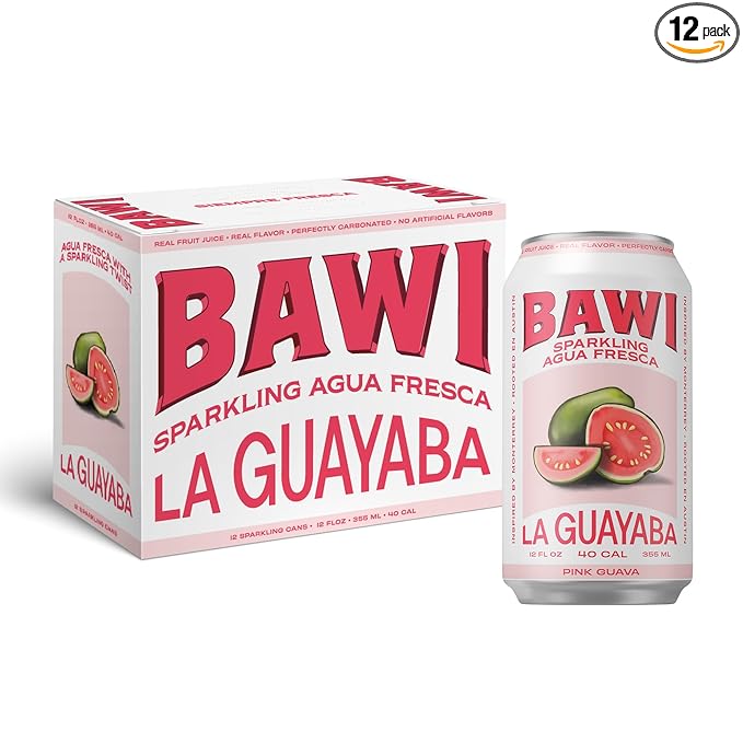 Bawi La Guayaba Sparkling Agua Fresca Pink Guava with hints of Orange and Hibiscus 12 Pack 480 ml