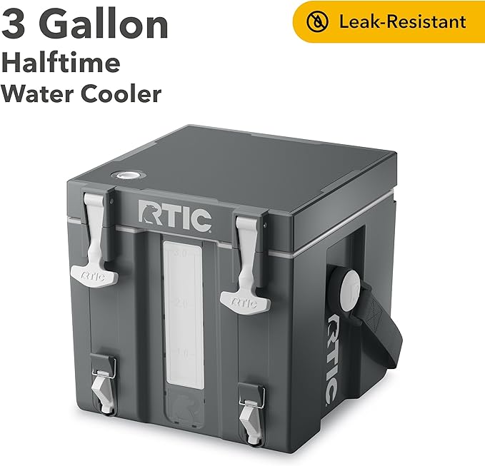 RTIC Halftime Water Cooler Portable Carrier Container Drink Beverage Dispenser Stackable with 2 Taps Bottleless BPA-Free for Sports Camping BBQ Parties Picnic &amp More Dark Grey &amp Coo
