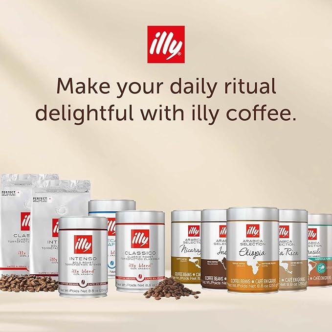 illy Whole Bean Coffee Nicaragua Single Origin Medium Roast 100% Arabica Premium Italian Coffee Ideal for Espresso Drip Moka and French Press Brewing 8.8oz 6 Pack