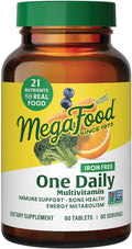 MegaFood One Daily Iron Free Multivitamin - Multivitamin for Women and Men - with Real Food - Immune Support Supplement - Bone Health - Energy Metabolism - Vegetarian Non-GMO No Iron - 60 Tablets