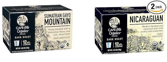 Cafe Ole HEB Single Serve Coffee Pods 12 count - 2 boxes (Sumatran Gayo Mountain &amp Nicaraguan)
