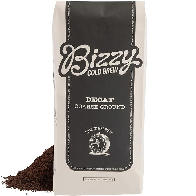 Bizzy Cold Brew Coffee | Decaf Bundle | Coarse Ground Coffee + Brew Bags | Micro Sifted | Specialty Grade | 100% Arabica | 1 LB and 12ct Brew Bags