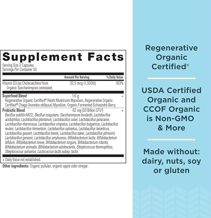 Ancient Nutrition Regenerative Organic Certified Probiotics for Women Probiotics Women’s Extra Strength Healthy Digestion and Immune System Function Support 25 Billion CFUs* Per Serving 60 Count