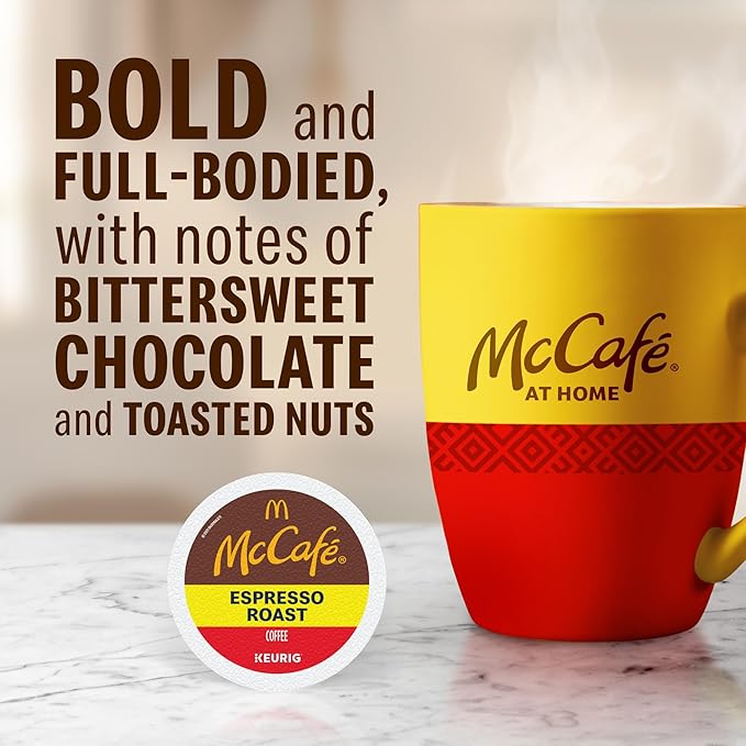 McCafe Espresso Roast Coffee Keurig Single-Serve K-Cup Pods 60 Count (6 Packs of 10) Dark Roast Made with Arabica Beans Bold Flavor with Bittersweet Chocolate &amp Toasted Nut Notes