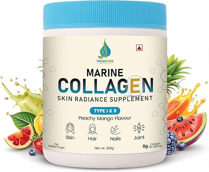 Vedapure Marine Collagen Peptides Powder 7.05 oz| Type I Colageno Marino + Vital Protein | Fish Source | Unflavored | Supports Hair Skin &amp Joint Health | Pescatarian Non-GMO
