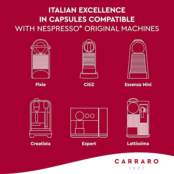 CARRARO 1927 Ristretto - 100 Aluminum Espresso Pods Compatible with Nespresso Original line - Intensity 12/14 Dark Roast Espresso Capsules Made in Italy