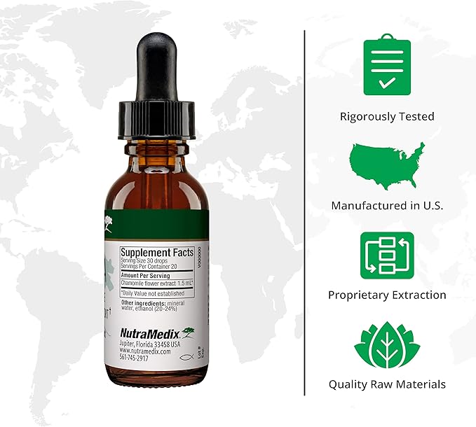 NutraMedix Babuna Calm Drops - Chamomile Extract for Optimal Rest and Relaxation Support - Calming Supplement Can Be Mixed with Water for Relaxing Tea or Drink (1oz / 30ml)