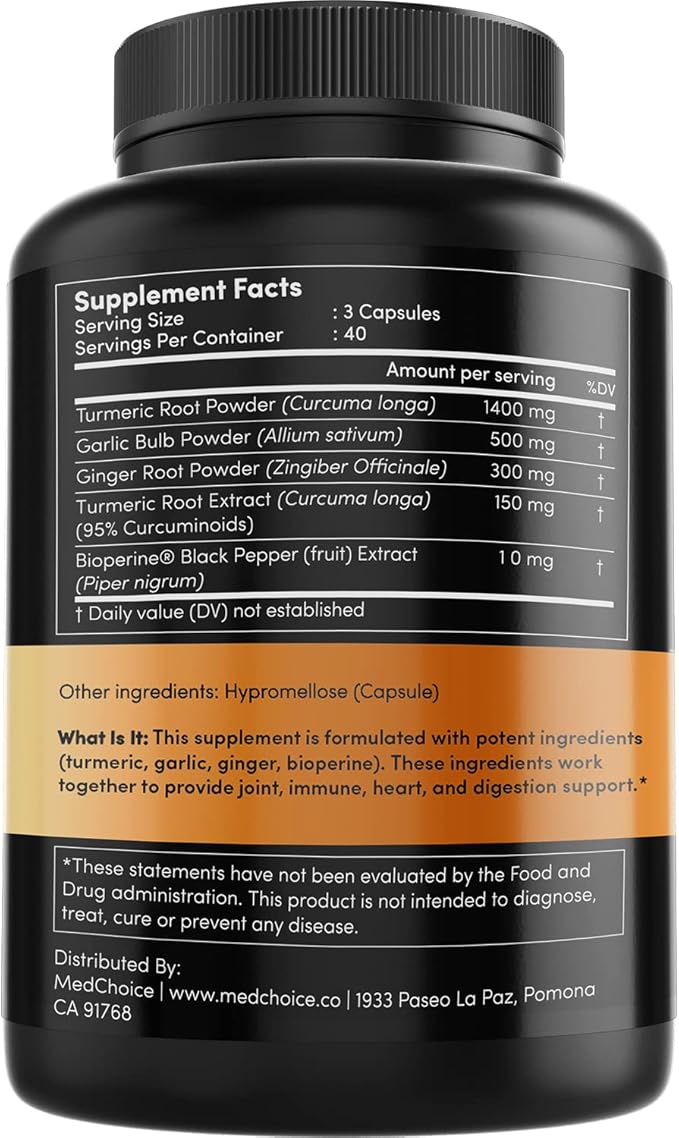 MEDCHOICE Turmeric &amp Ginger (240ct) and Sleep Melatonin (180ct) Supplement Bundle - Wellness Duo for Joint Digestion Sleep &amp Immune Support - Vegan Non-GMO Gluten-Free