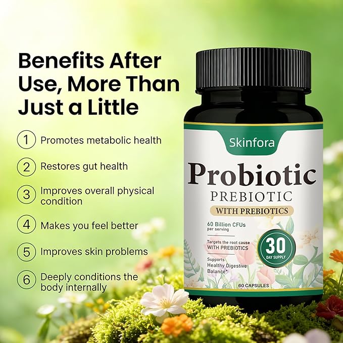 Skin Probiotics Gut-Skin Care Routine Supplement Face Probiotics Non-GMO Vegan - 60 Capsules