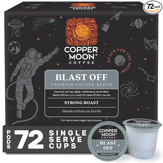 Copper Moon Single Serve Coffee Pods for Keurig K-Cup Brewers Strong Roast Blast Off Blend 72 Count