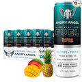 Angry Angel Tropical Natural Energy + Focus Drink (12 count) - Zero Sugar - Natural Caffeine from Yerba Mate - CoQ10 - B Vitamins - 12 oz Cans