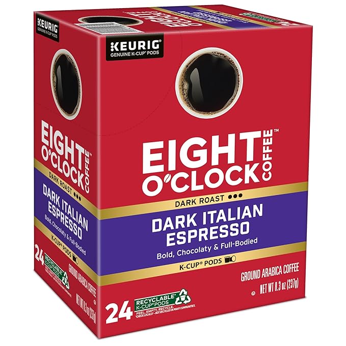 Eight O'Clock Coffee Dark Italian Roast Single-Serve Keurig K-Cup Pods Medium Roast Coffee Pods 96 Count