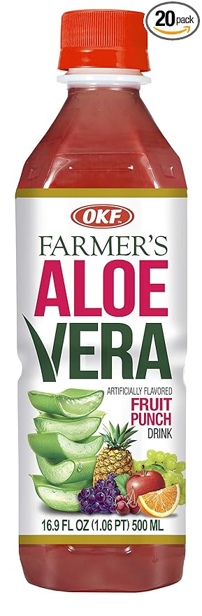 OKF Aloe Vera Drink in 16.9 Ounce Bottles (Fruit Punch 6 Pack)