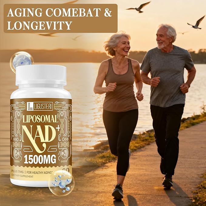 1500 MG Liposomal NAD+ 98%+ Absorption NAD+ Supplement for Women &amp Men with TMG for Aging Defense Cellular Energy Heart &amp Brain Function Longevity 60 Softgels