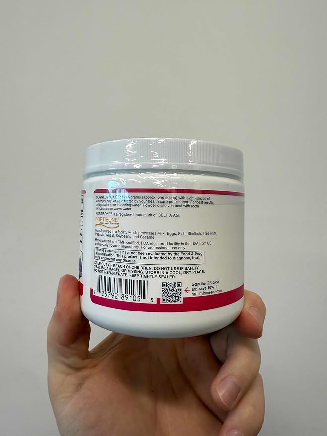 FORTIBONE Collagen Peptides Essential Bone Builder Hydrolyzed Collagen Powder for Women &amp Men Clinically-Supported for Bone Strength &amp Density Gluten Free &amp Dairy Free - Unflavored (30 S